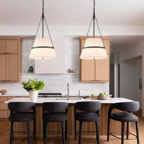 Chandelierias - Modern Casual 4 - Light Conical Linen Shade Pendant - Pendant - Black -