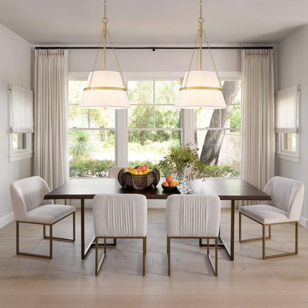 Chandelierias - Modern Casual 4 - Light Conical Linen Shade Pendant - Pendant - Brass -