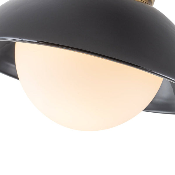 Chandelierias - Modern Ceramics 1 - Light Glass Globe Flush Mount - Semi Flush - Glaze Black - Brushed Brass -