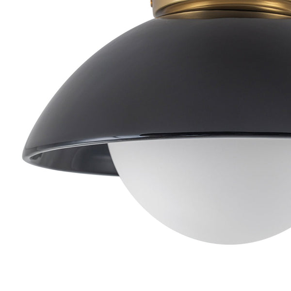 Chandelierias - Modern Ceramics 1 - Light Glass Globe Flush Mount - Semi Flush - Glaze Black - Brushed Brass -