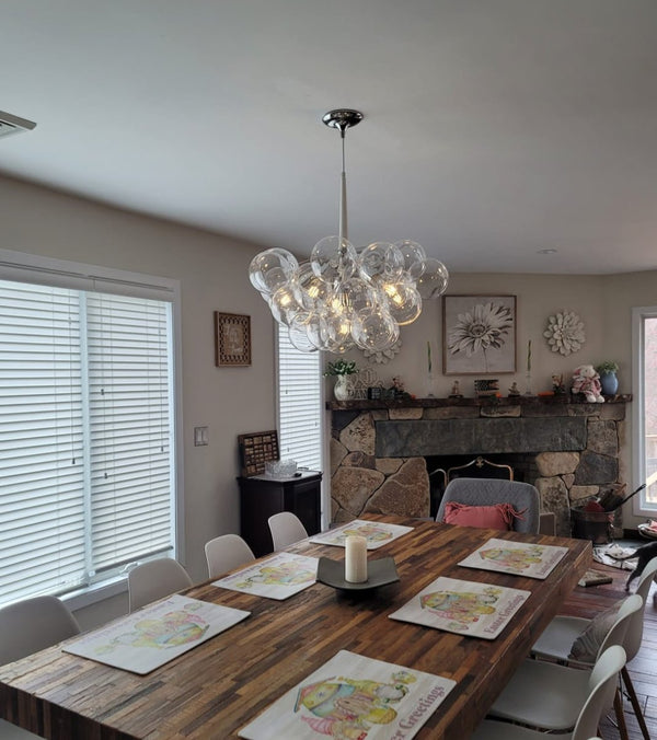 Chandelierias - Modern Clear Glass Cluster Bubble Chandelier - Chandelier - White - 6 Bulbs