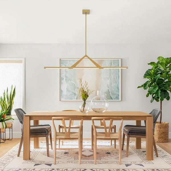 Chandelierias - Modern Dimmable LED Slim Long Bar Linear Pendant - Gold -