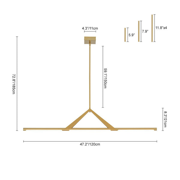 Chandelierias - Modern Dimmable LED Slim Long Bar Linear Pendant - Gold -
