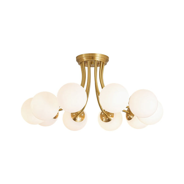 Chandelierias - Modern Dreamy Bouquet Frosted Glass Globe Semi - Flush Mount - Semi Flush - Brass - 10 - Light