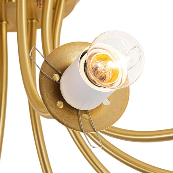 Chandelierias - Modern Dreamy Bouquet Frosted Glass Globe Semi - Flush Mount - Semi Flush - Brass - 10 - Light