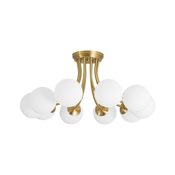 Chandelierias - Modern Dreamy Bouquet Frosted Glass Globe Semi - Flush Mount - Semi Flush - Brass - 10 - Light