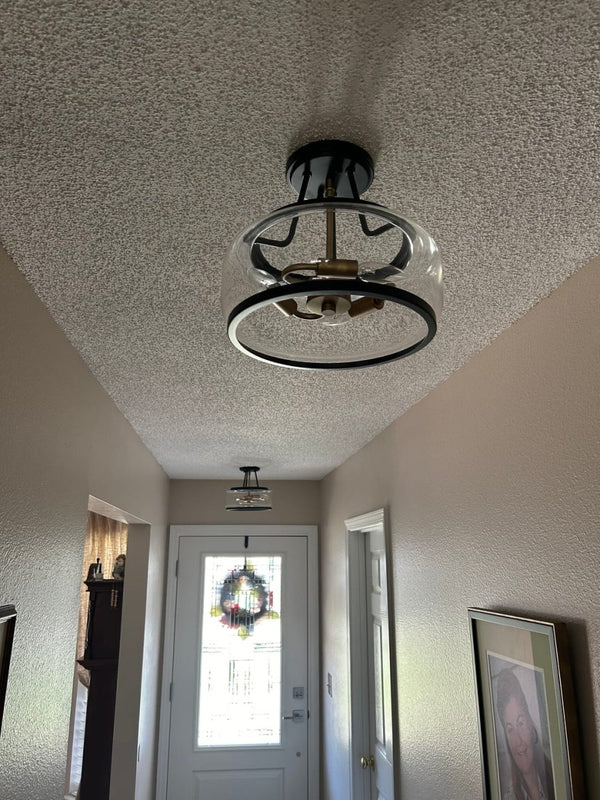Chandelierias - Modern Drum Glass Semi - Flush Mount - Semi Flush -