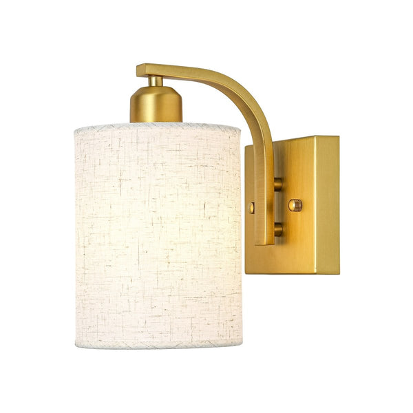 Chandelierias-Modern Farmhouse 1-Light Cylindrical Textured Linen Fabric Wall Sconce-Wall Light-Black-