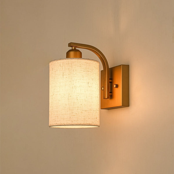 Chandelierias-Modern Farmhouse 1-Light Cylindrical Textured Linen Fabric Wall Sconce-Wall Light-Black-