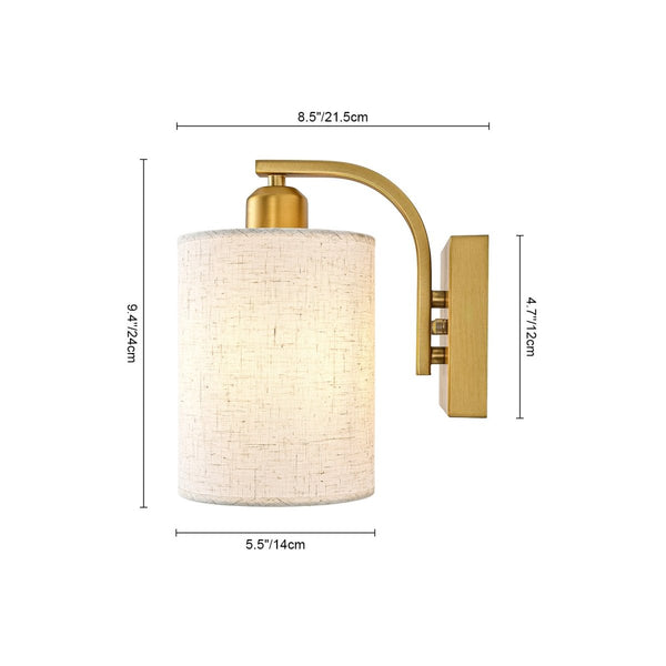 Chandelierias-Modern Farmhouse 1-Light Cylindrical Textured Linen Fabric Wall Sconce-Wall Light-Black-