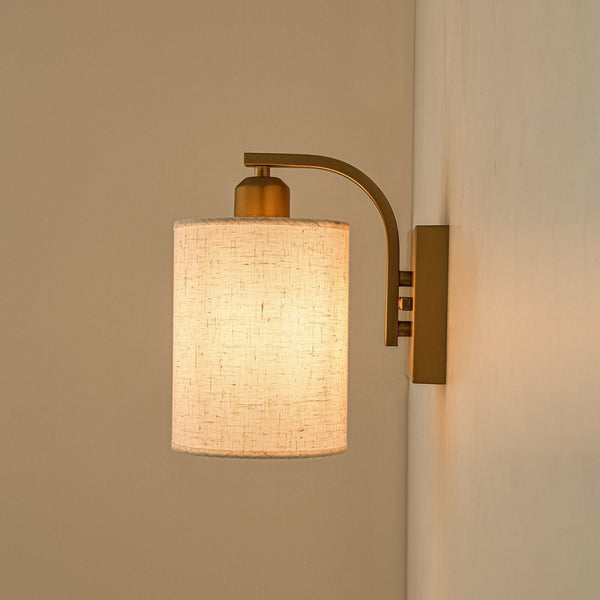 Chandelierias-Modern Farmhouse 1-Light Cylindrical Textured Linen Fabric Wall Sconce-Wall Light-Black-