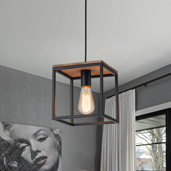 Chandelierias - Modern Farmhouse 1 - Light Square Cage Mini Pendant - Pendant - 1 Pack -
