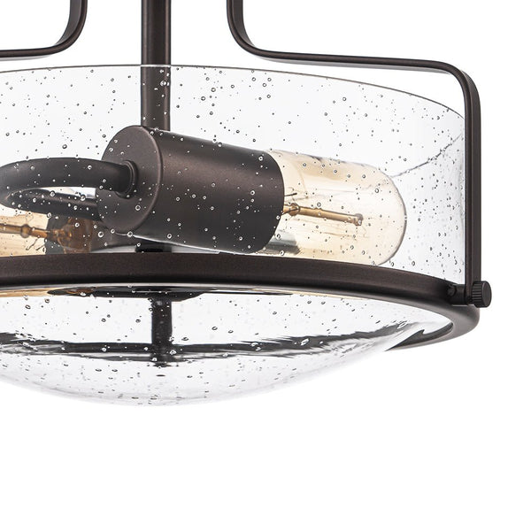 Chandelierias - Modern Farmhouse 2 - Light Clear Seedy Glass Semi - flush Mount - Semi Flush - Oil - Rubbed Bronze -