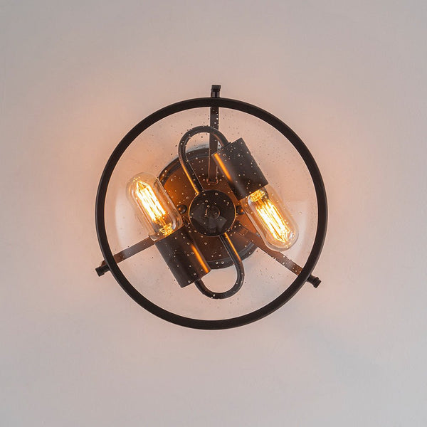 Chandelierias - Modern Farmhouse 2 - Light Clear Seedy Glass Semi - flush Mount - Semi Flush - Oil - Rubbed Bronze -