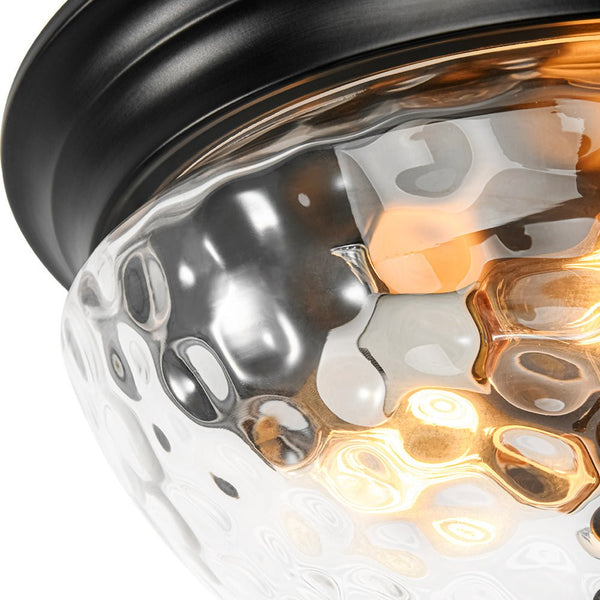 Chandelierias - Modern Farmhouse 3 - Light Hammered Glass Mushroom Flush Mount - Flush Mount - Black -