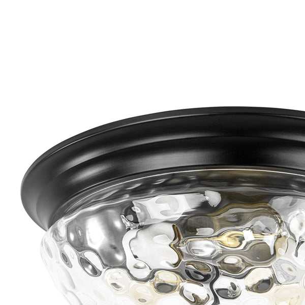 Chandelierias - Modern Farmhouse 3 - Light Hammered Glass Mushroom Flush Mount - Flush Mount - Black -