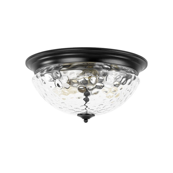 Chandelierias - Modern Farmhouse 3 - Light Hammered Glass Mushroom Flush Mount - Flush Mount - Black -