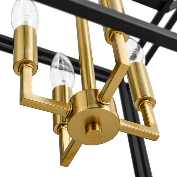 Chandelierias - Modern Farmhouse 4 - Light Square Lantern Tiered Pendant - Pendant - Black and Gold -