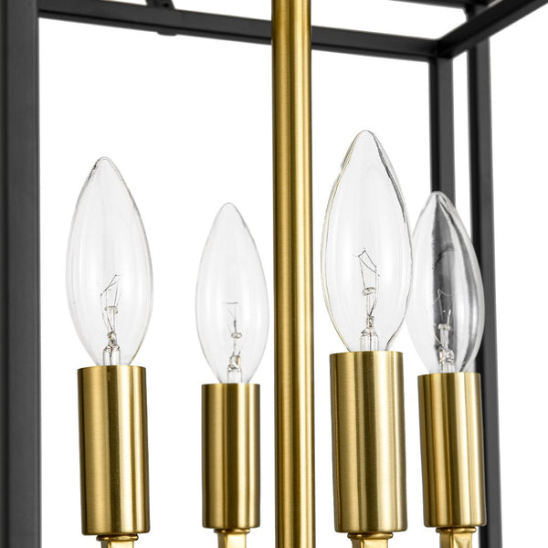 Chandelierias - Modern Farmhouse 4 - Light Square Lantern Tiered Pendant - Pendant - Black and Gold -