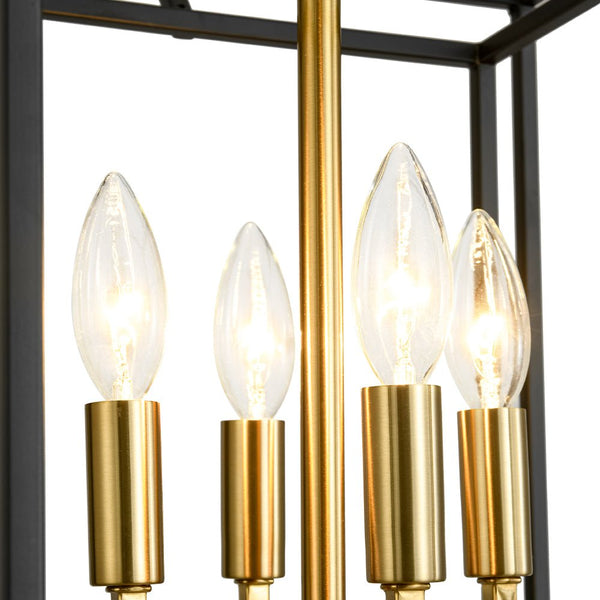 Chandelierias - Modern Farmhouse 4 - Light Square Lantern Tiered Pendant - Pendant - Black and Gold -