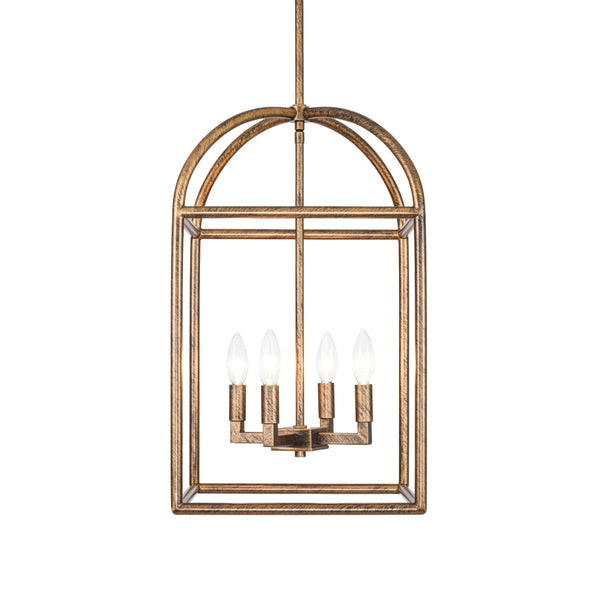 Chandelierias-Modern Farmhouse 4-Light Wrought Iron Geometric Cage Pendant-Pendants-13.0 in-