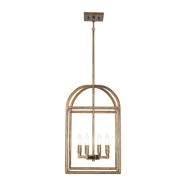 Chandelierias-Modern Farmhouse 4-Light Wrought Iron Geometric Cage Pendant-Pendants-13.0 in-