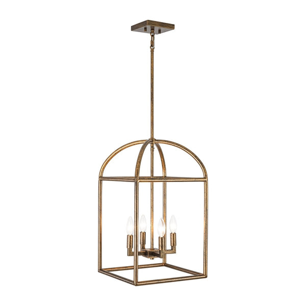 Chandelierias-Modern Farmhouse 4-Light Wrought Iron Geometric Cage Pendant-Pendants-13.0 in-