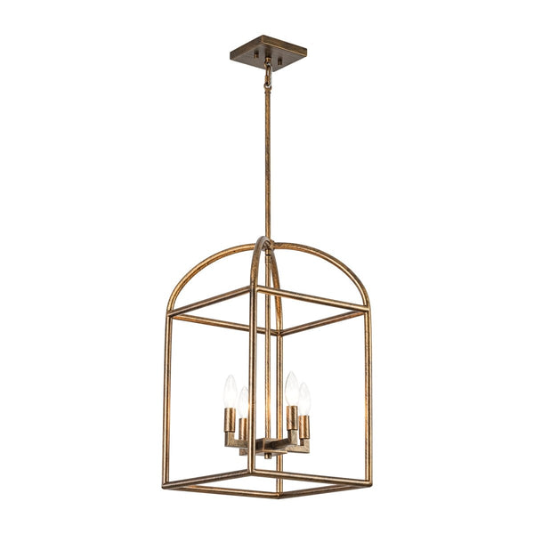 Chandelierias-Modern Farmhouse 4-Light Wrought Iron Geometric Cage Pendant-Pendants-13.0 in-