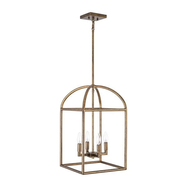 Chandelierias-Modern Farmhouse 4-Light Wrought Iron Geometric Cage Pendant-Pendants-13.0 in-
