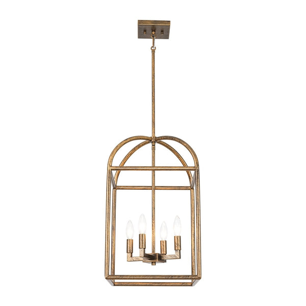 Chandelierias-Modern Farmhouse 4-Light Wrought Iron Geometric Cage Pendant-Pendants-13.0 in-