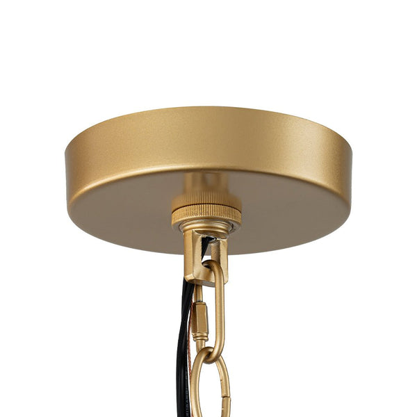 Chandelierias - Modern Farmhouse 5 - Light Crystal Drops Accents Cone Pendant - Chandeliers - Matte Black & Brass -