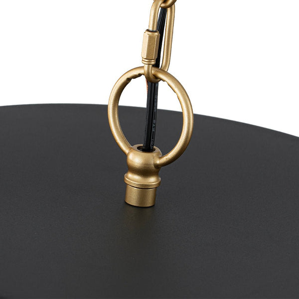 Chandelierias - Modern Farmhouse 5 - Light Crystal Drops Accents Cone Pendant - Chandeliers - Matte Black & Brass -