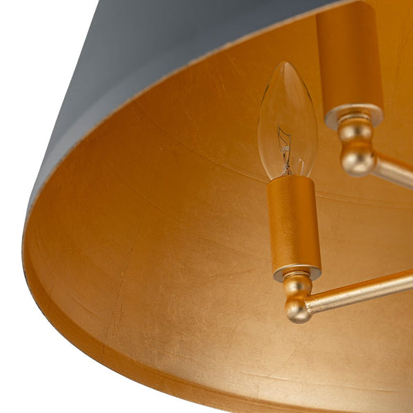 Chandelierias - Modern Farmhouse 5 - Light Crystal Drops Accents Cone Pendant - Chandeliers - Matte Black & Brass -