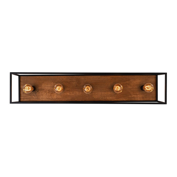 Chandelierias - Modern Farmhouse 5 - Light Wood Rectangle Cage Semi - Flush Mount - Semi Flush - Black -
