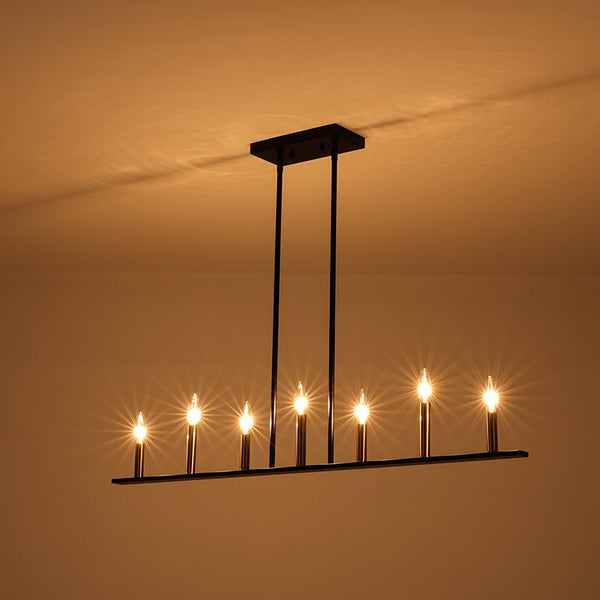 Chandelierias - Modern Farmhouse 7 - Light Uneven Linear Chandelier - Chandeliers - Brass & Black -