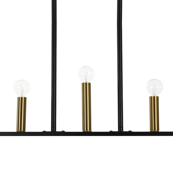 Chandelierias - Modern Farmhouse 7 - Light Uneven Linear Chandelier - Chandeliers - Brass & Black -