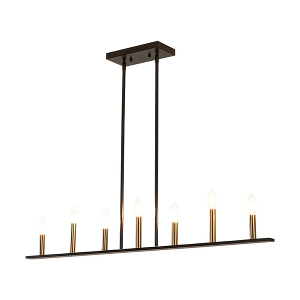 Chandelierias - Modern Farmhouse 7 - Light Uneven Linear Chandelier - Chandeliers - Brass & Black -