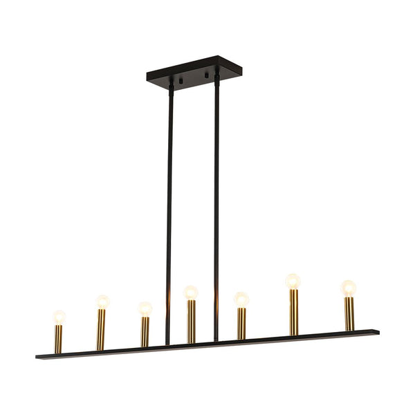 Chandelierias - Modern Farmhouse 7 - Light Uneven Linear Chandelier - Chandeliers - Brass & Black -