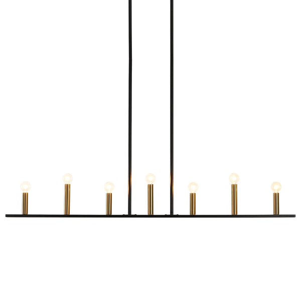 Chandelierias - Modern Farmhouse 7 - Light Uneven Linear Chandelier - Chandeliers - Brass & Black -