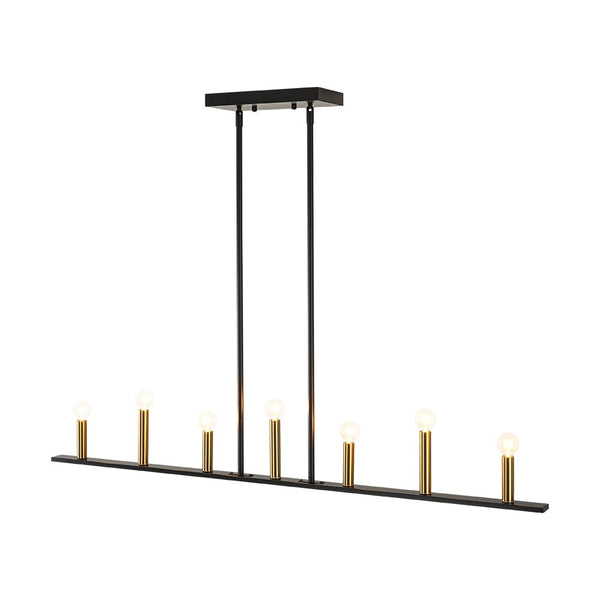 Chandelierias - Modern Farmhouse 7 - Light Uneven Linear Chandelier - Chandeliers - Brass & Black -
