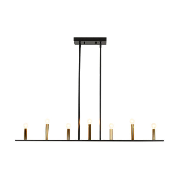 Chandelierias - Modern Farmhouse 7 - Light Uneven Linear Chandelier - Chandeliers - Brass & Black -