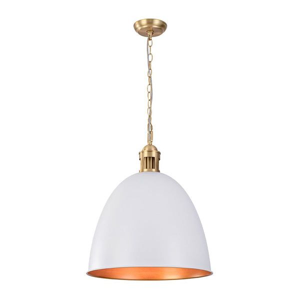 Chandelierias - Modern Farmhouse Bullet 1 - Light Metal Dome Pendant - Pendants - White -