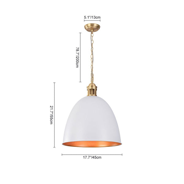 Chandelierias - Modern Farmhouse Bullet 1 - Light Metal Dome Pendant - Pendants - White -