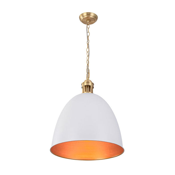 Chandelierias - Modern Farmhouse Bullet 1 - Light Metal Dome Pendant - Pendants - White -