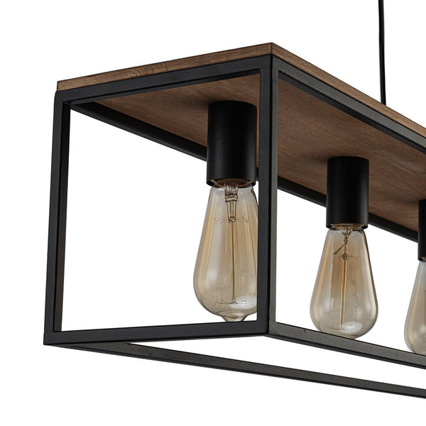 Chandelierias - Modern Farmhouse Rectangular Wood 5 - Light Caged Chandelier - Chandelier - 5 - Light -