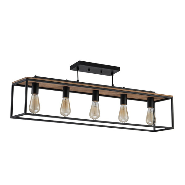 Chandelierias - Modern Farmhouse Rectangular Wood 5 - Light Caged Chandelier - Chandelier - 5 - Light -