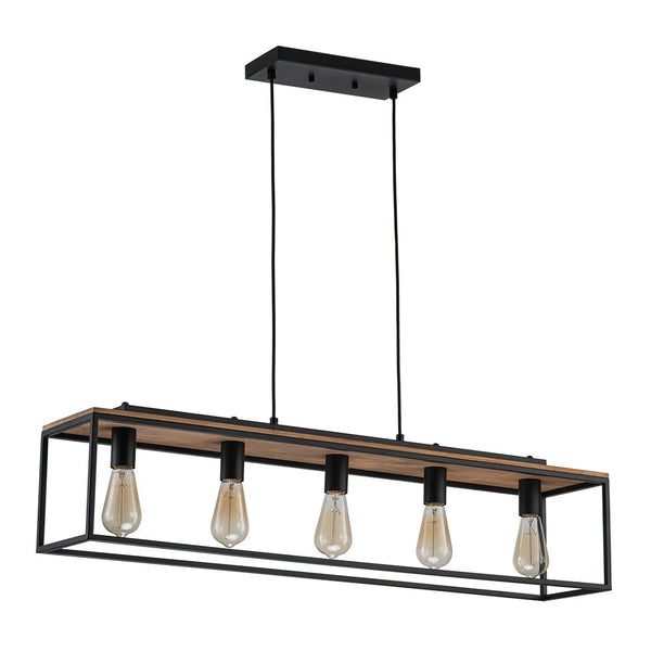 Chandelierias - Modern Farmhouse Rectangular Wood 5 - Light Caged Chandelier - Chandelier - 5 - Light -