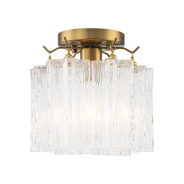 Chandelierias-Modern Glam 1-Light Tronchi Murano Glass Stacked Semi-flush Mount-Semi Flush-Brushed Brass-