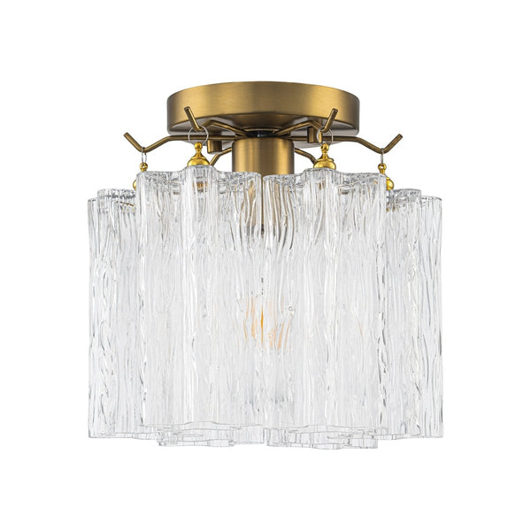 Chandelierias-Modern Glam 1-Light Tronchi Murano Glass Stacked Semi-flush Mount-Semi Flush-Brushed Brass-