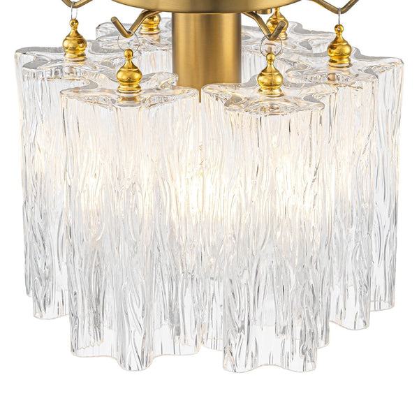 Chandelierias-Modern Glam 1-Light Tronchi Murano Glass Stacked Semi-flush Mount-Semi Flush-Brushed Brass-
